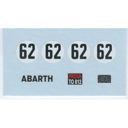 Decal Fiat Abarth 750 # 62 Tubolare Spider Corsa 1960 - scala 1:43 